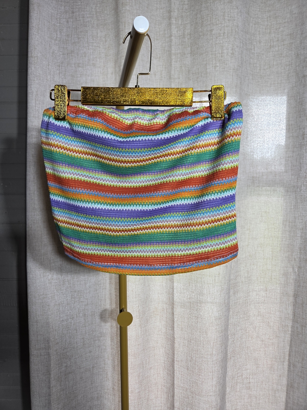 SHEIN Multicolor Striped Crochet Tube Crop Top
